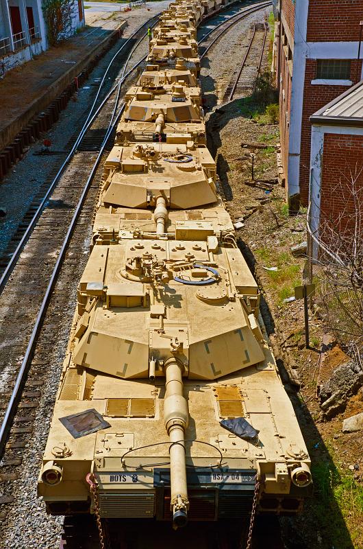 H11_6289a.jpg - About 70 M1 Abrams tanks make the trip from Kentucky to their new home at Fort Benning.